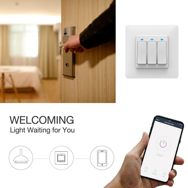 ЕС смарт Wifi настенный выключатель Поддержка Smart Life / Tuya приложение телефон/кнопка