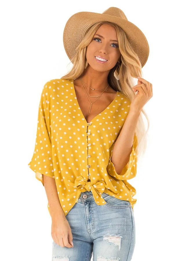 

New cross border Amazon express women's Polka Dot Shirt sexy V-neck knotted top in summer of 2019