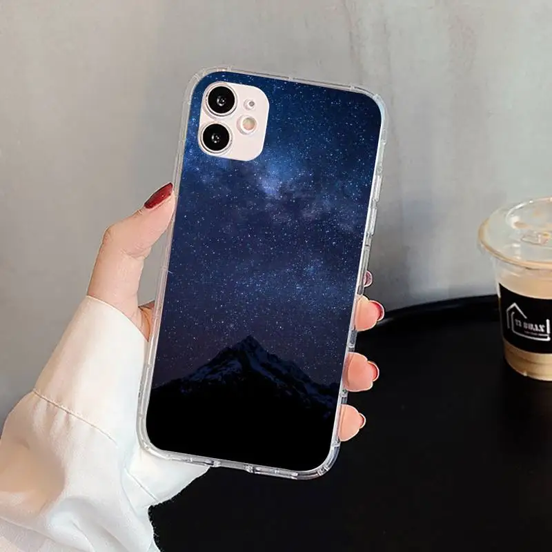 

Pink Planet Blue Sky Phone Case For iphone 5s 6 7 8 11 12 plus xsmax xr pro mini se Transparent Cover Fundas Coque