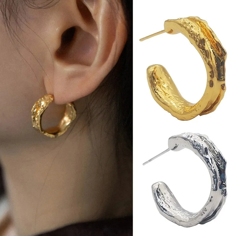 

Lava Earrings female niche earrings retro European and American fold earrings irregular jewelry Earrings