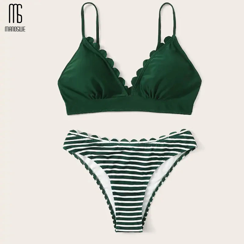 Manoswe летний цветочный полосатый сексуальный комплект бикини одежда для плавания