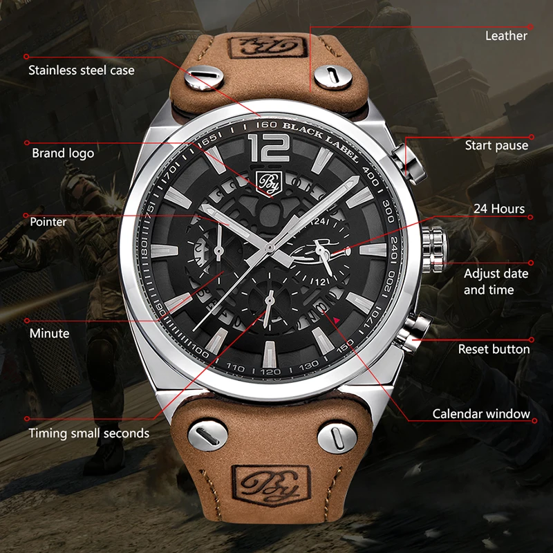 

Quartz men's watches BENYAR sport fashion men watch top luxury brand men wrist watch male military chronograph Relogio Masculino