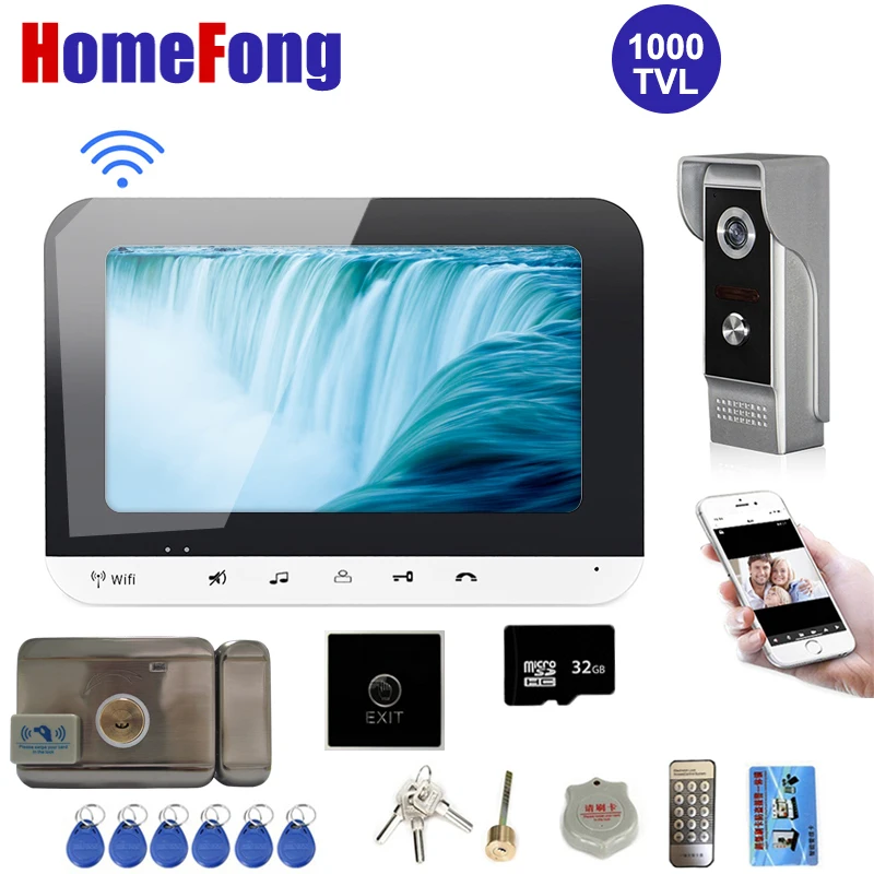 Фото Видеодомофон HomeFong с экраном 7 дюймов Wi-Fi 1000TVL | Безопасность и защита