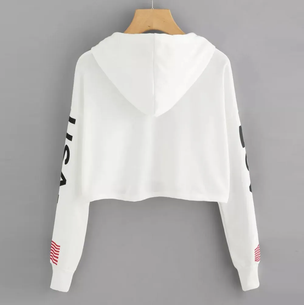 

Oversize Sweatshirt Women Casual Drop Shoulder American Flag Print Hoodie Top Blouse Winter Clothes Women Trui