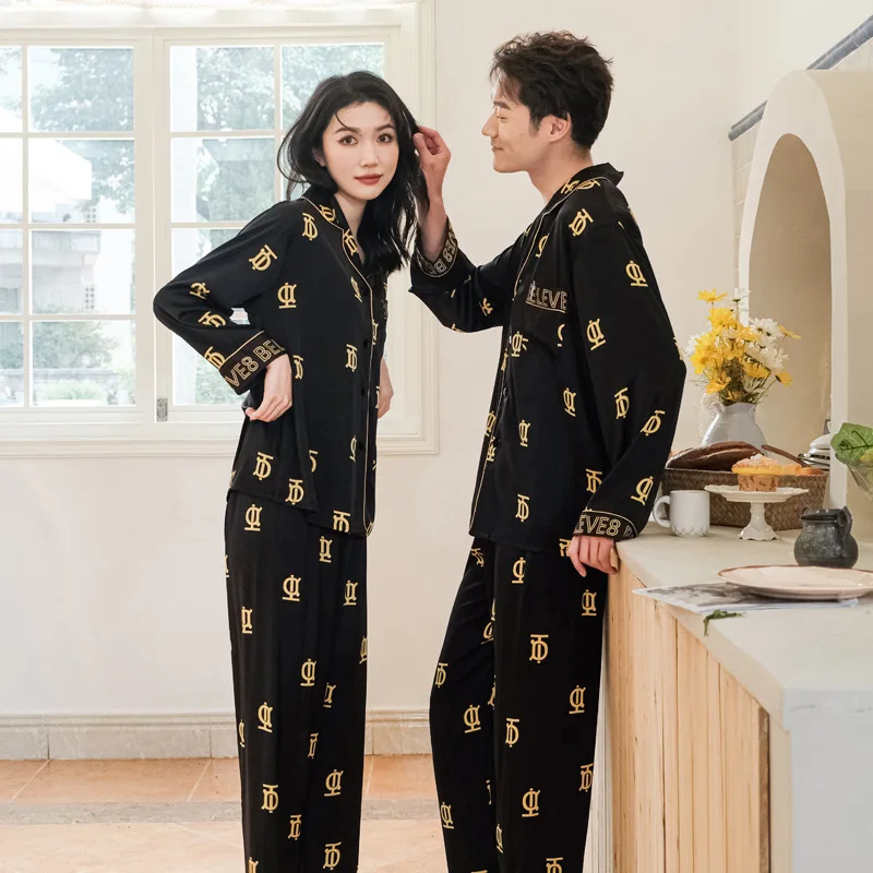 Long Sleeve Pajamas Autumn Trousers Suit Fashion Pyjama Set Large Size Nightwear Home Service House Nightdress Costume Outfit