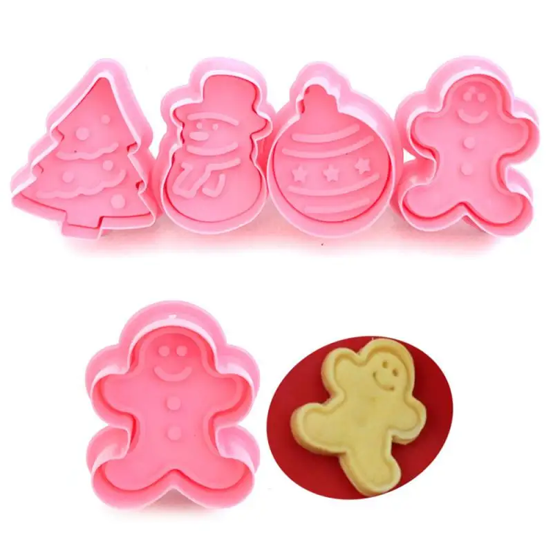 4pcs Christmas Series Biscuit Mold New Year 2021 Kitchen Cake Decoration Tool Household ABS Cookie Tools Baking Appliance