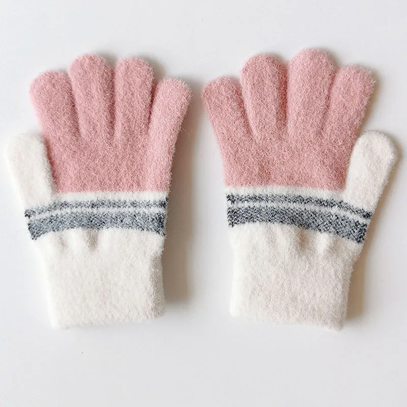 

New Children's Winter Knitted Gloves 3-6 Years Warm Soft Rabbit Wool Cartoons Kids Gloves Child Full Finger Boys Girls Mittens