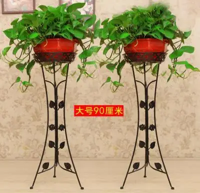 

European thickening wrought iron flower shelf multi-level living room floor balcony folding stand green