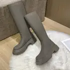 2022 INS роскошные женские черные длинные сапоги Зимняя женская обувь из искусственной кожи