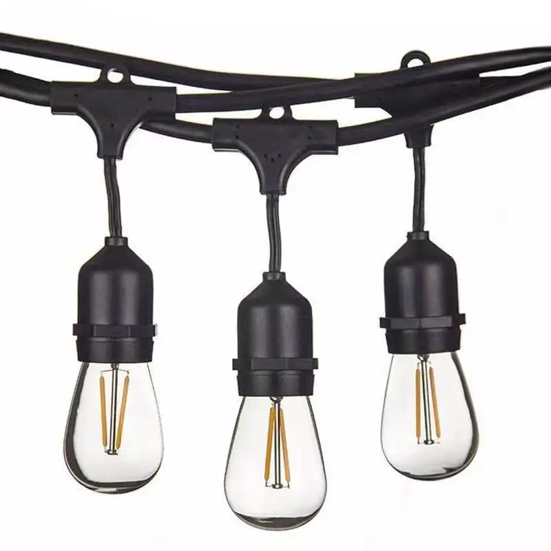 1pcs IP65 15M 15 Bulbs LED S14 String Lights Outdoor Garden Patio Waterproof Lamps Wedding Holiday Lighting Halloween Decoration
