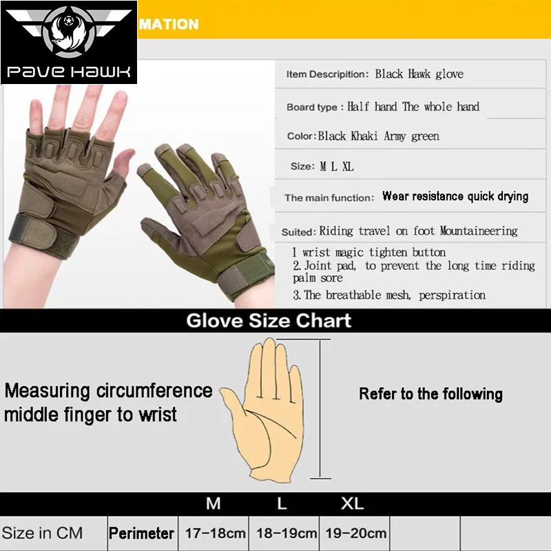 

Climbing Trekking Tactical Half Hiking Men Touch Gloves Mountain Training Mitten Cycling Military Work Screen Shooting PAVEHAWK