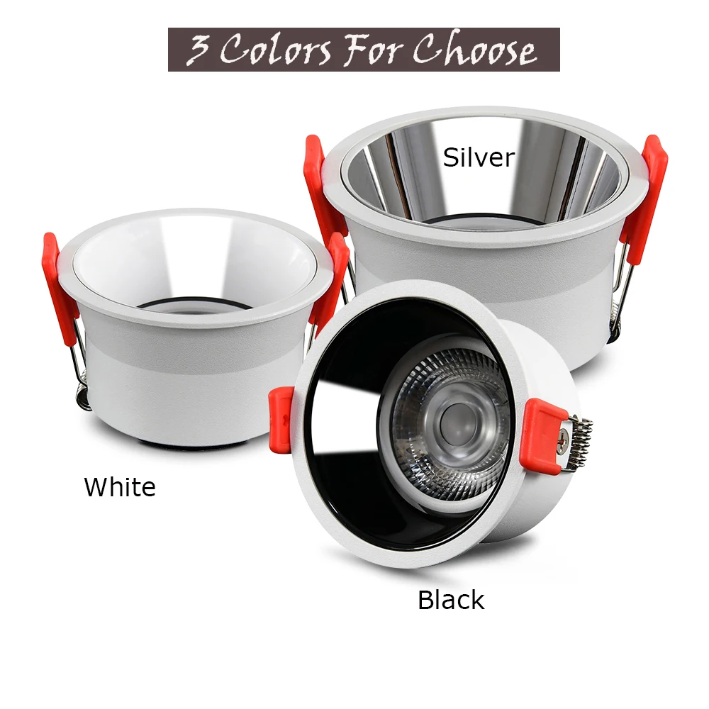 Luz Led redonda profundo Anti-Glare empotrada de techo del Downlight lámpara Led de foco 5W 7W 15W regulable AC110V 220V para sala de estar dormitorio