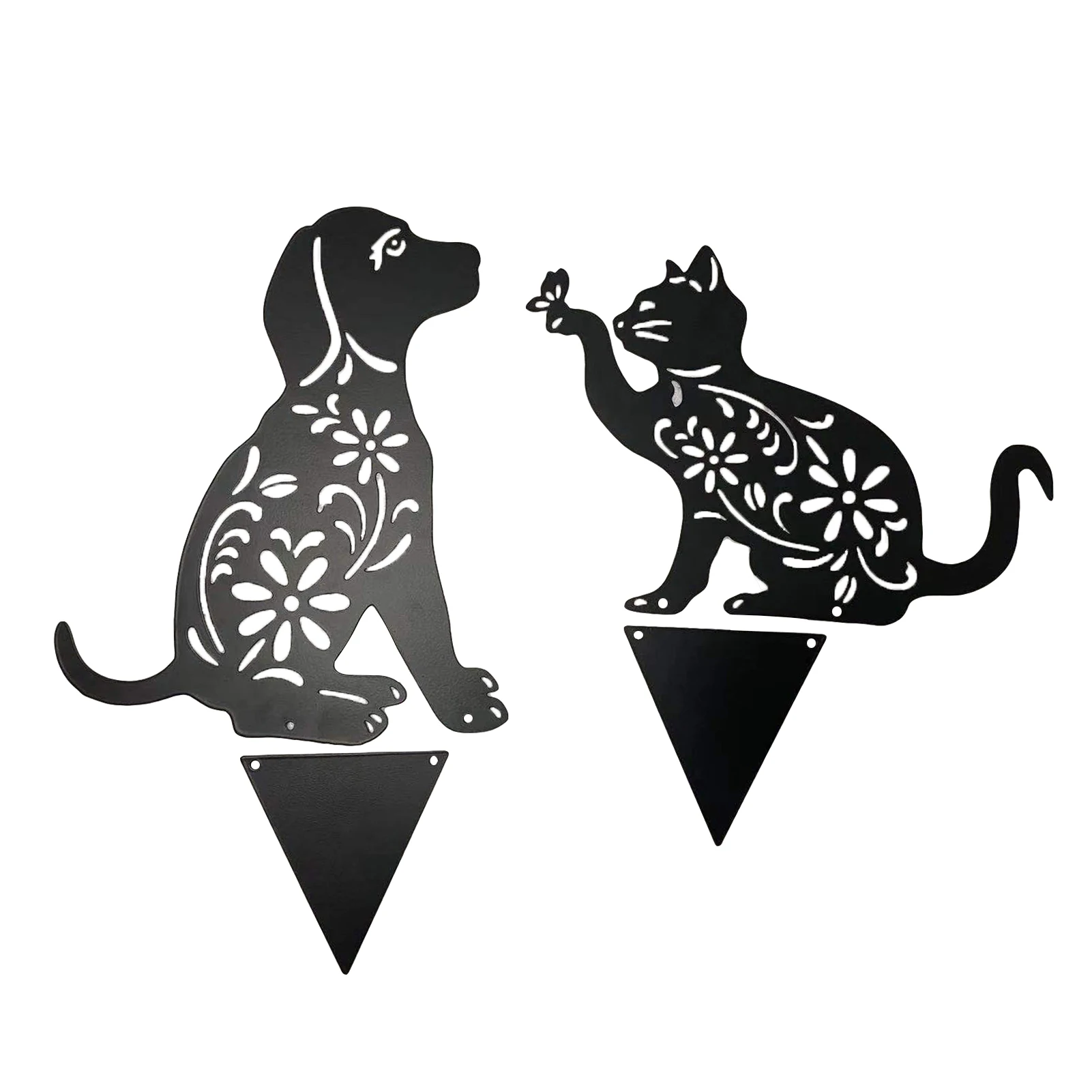 

Садовый декор, уличная Металлическая Статуя котенка, Пег, 2D фигурка кошки, наземная вставка, декор для двора, Декор, подарок, дальний газон, ч...