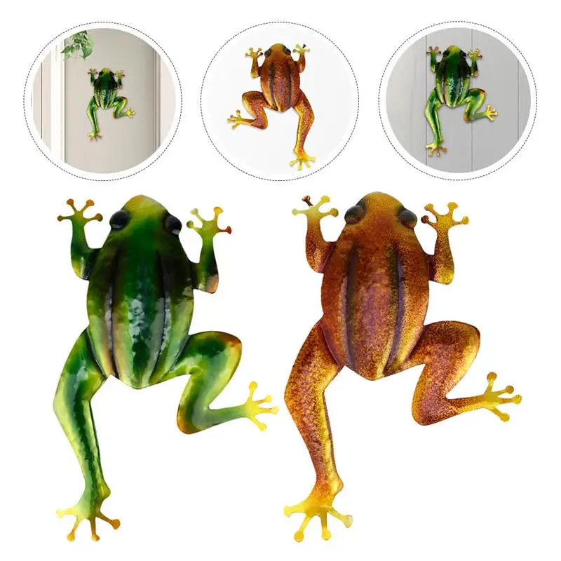 2 шт. металлический лягушки Декор стены декоративные искусства Висячие украшения