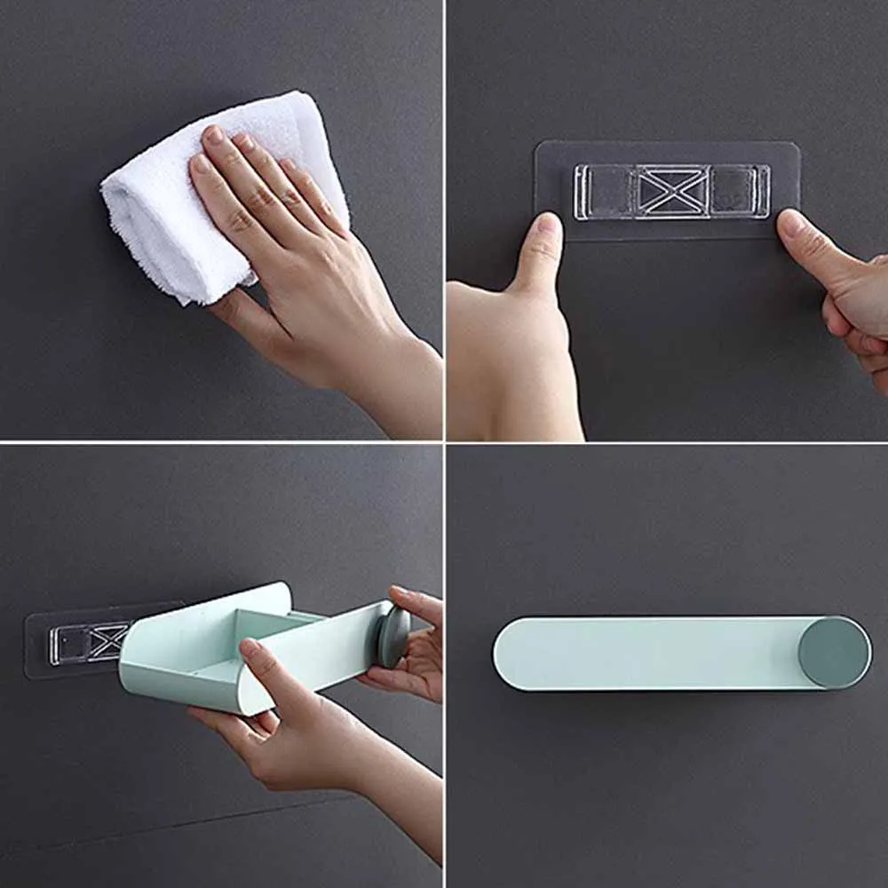 

Hair Dryer Rack Bathroom Shelves Hanger Free Perforation Wall-Mounted Toilet Storage Rack Bathroom Waterproof Fixing Rack