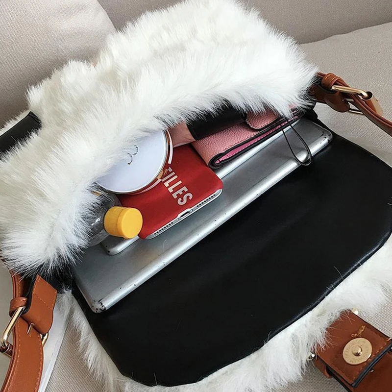 Winter Fashion New Sweet Girl Square bag High quality Soft Plush Women's Designer Handbag Casual Shoulder Messenger bag