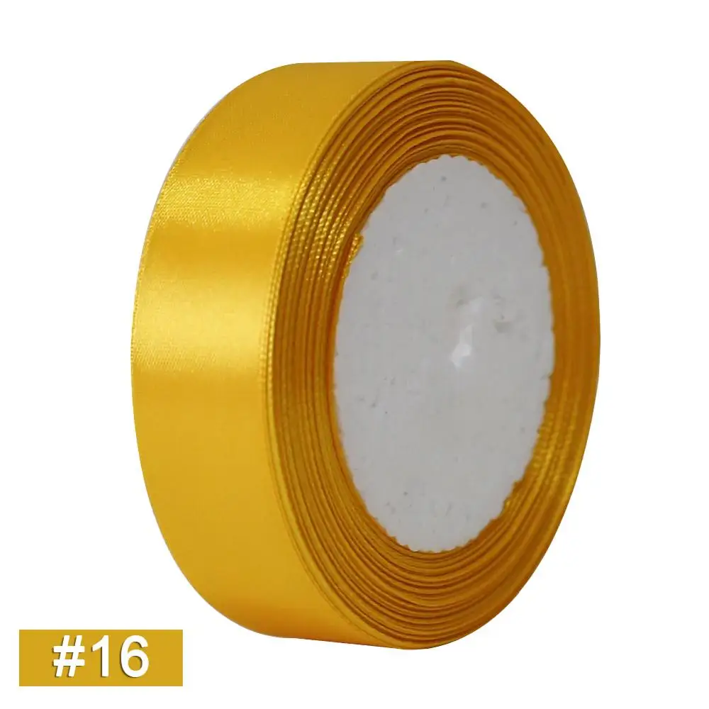 16 yellow 25 ярдов атласная отделка для шитья, кружевные ленты для вечерние украшения, свадебные украшения, ручная работа, розовые подарки, материалы для обертывания D2 - Цвет: 16 yellow