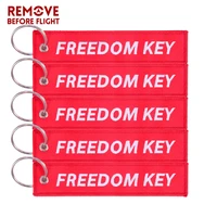5pcs keychain freedom key chains freedom key chain for cars red embroidery motorcycle key ring jewelry llavero aviation gift oem