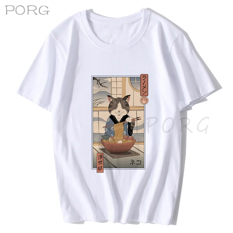 Men's Catana Cool Summer Loose Fit Cat Print Anime T-Shirt - Unisex Casual Short Sleeve Japanese Tee for Men and Women image 6