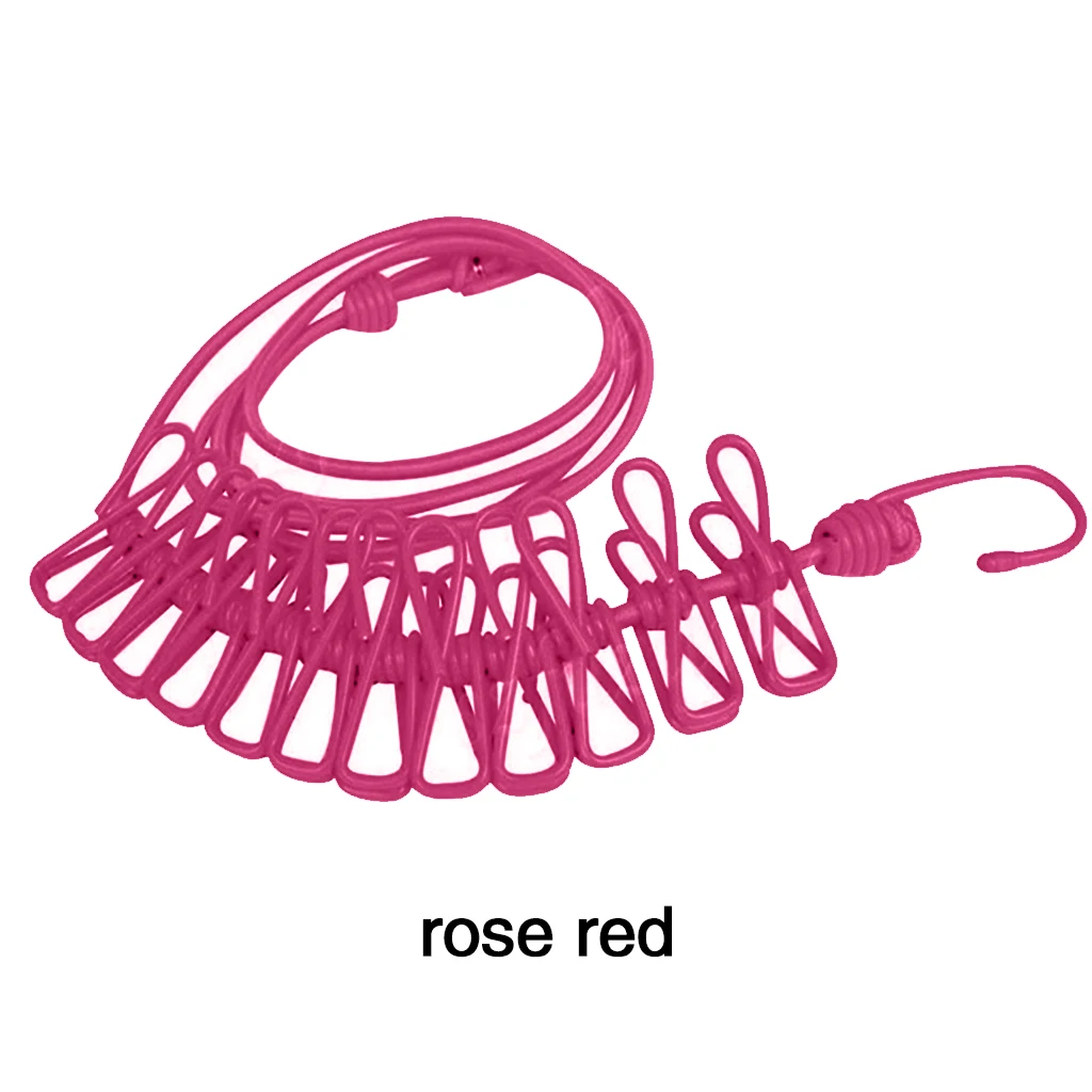 Rose red 185 см выдвижная бельевая Портативная сушилка для белья пружинный зажим для прачечной вешалка линия для стирки одежды веревка для путешествий на открытом воздухе - Цвет: Rose red