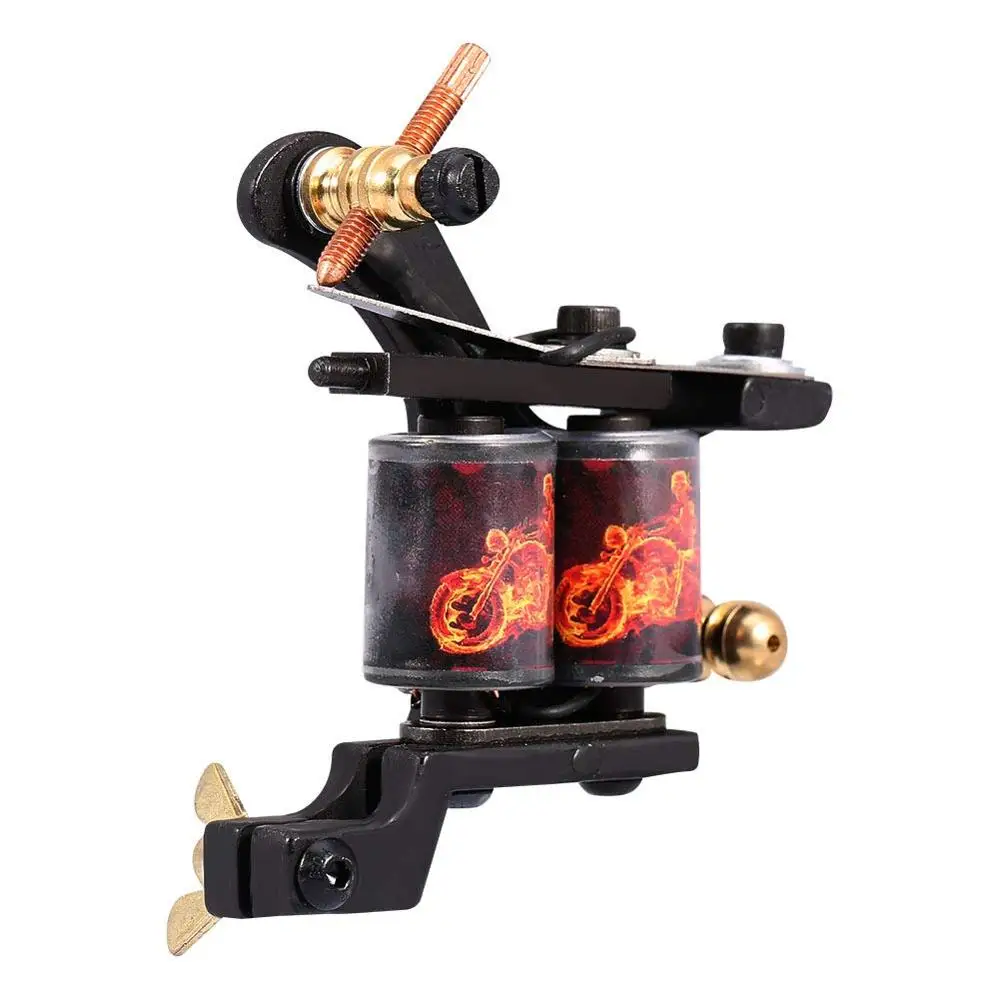Чугунная машинка для татуировок с 10 катушками машинки рисунком дракона и огня
