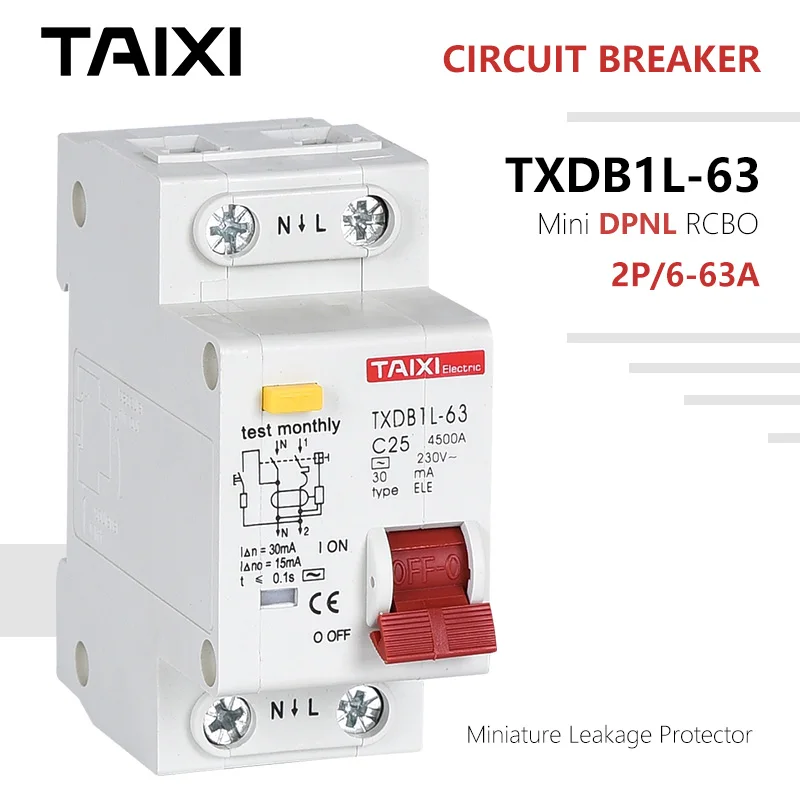 Автоматический выключатель DPNL 63a RCBO 16A 2P RCD 20A 25A 50A TPNL 230 В 50 Гц/60 Гц защита от