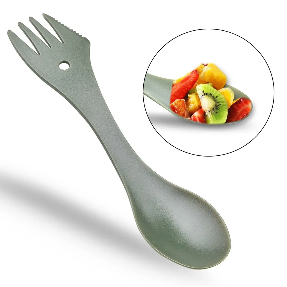 

3 In 1 Spoon Fork Cutter Camping Hiking Utensils Spork Combo Travelling Gadget Cutlery Tableware 2021 New