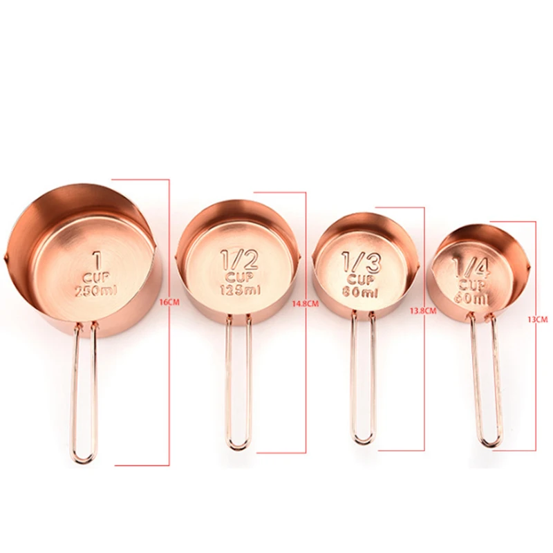 

Stainless Steel Kitchen Measuring Tools For Baking 4PCS/lot Luxury Gold Measuring Cups Set Coffee Tea Balance Cuisine Messbecher