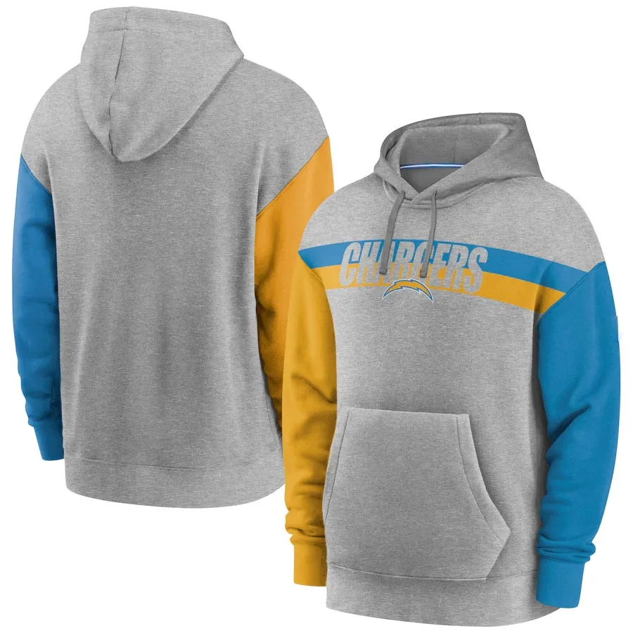 

Men Los Angeles Heathered Gray Fan Gear Heritage Tri-Blend Chargers Pullover Hoodie