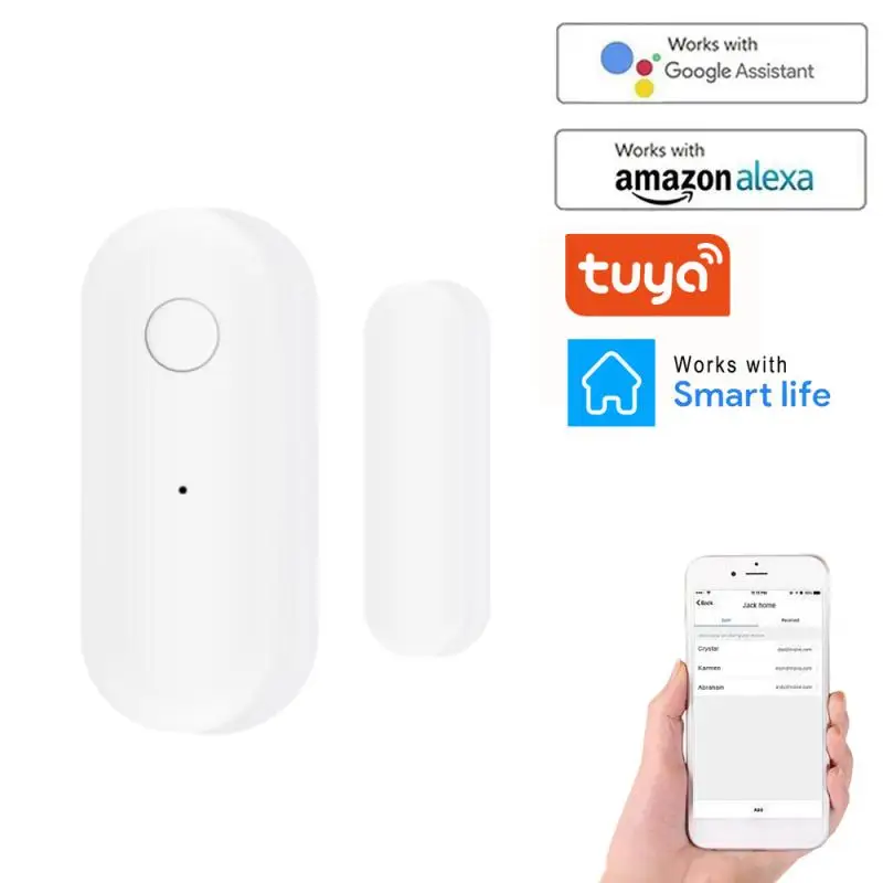 

Умные детекторы открытия/закрытия дверей, приложение Smart Life, домашняя сигнализация, Wi-Fi, датчик окон, работает с Alexa,Google Home