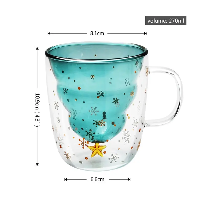 Креативная стеклянная кофейная кружка с двойными стенками милое Рождественское