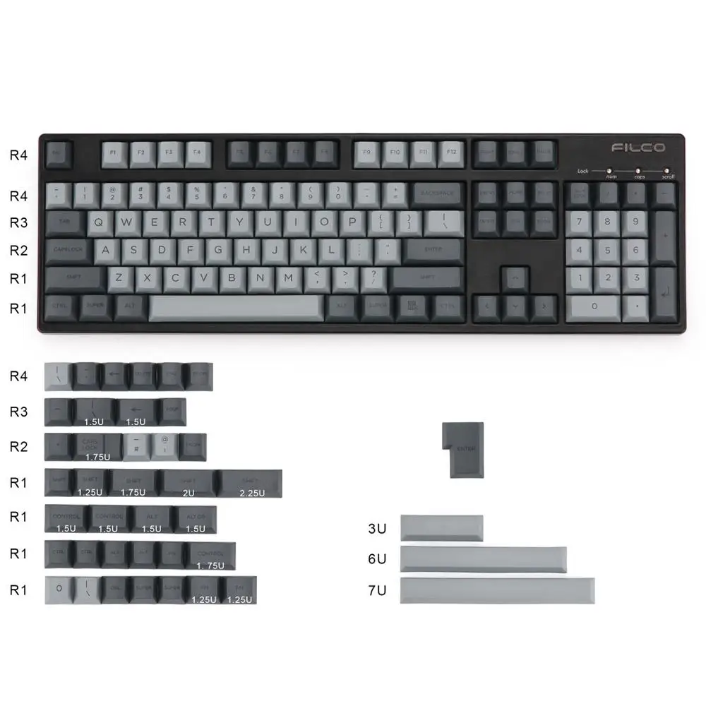 Цемент серый keycaps Вишневый профиль Dye subbed145 ключи для Механическая клавиатура