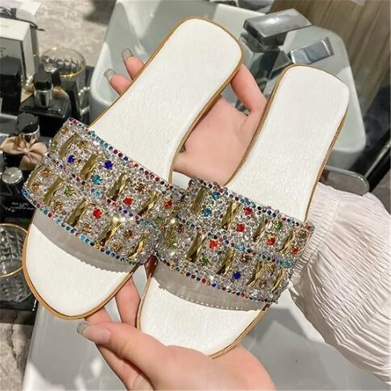 

Women's rhinestone slippers large size summer new platform slides fashion women shoes casual breathable sandals womens slippers