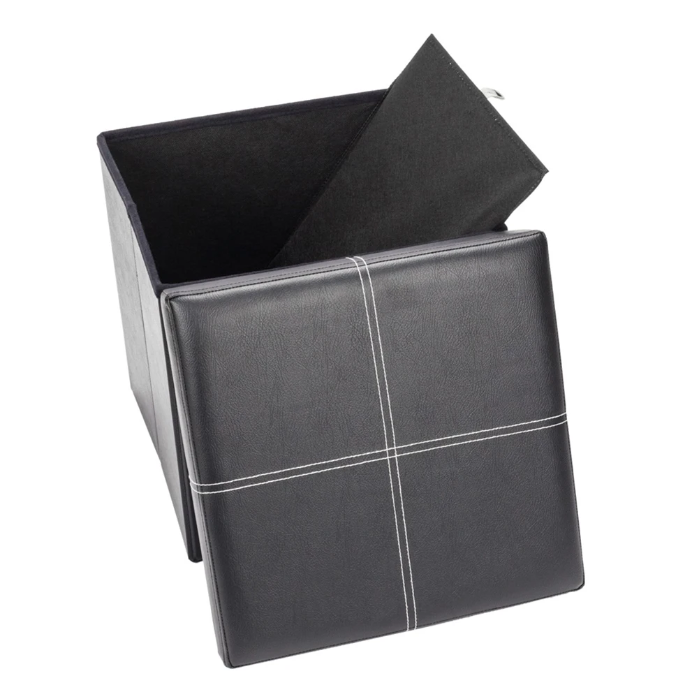 

38x38x38cm Modern Minimalist Leather Folding Storage Stool Multifunctional Square Seat Living Room Footstool Stool