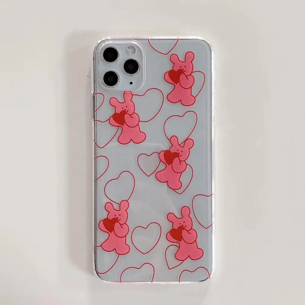 Прозрачный чехол для телефона iphone 11 Pro Max 6 7 8 plus XS MAX XR с мультяшным медведем