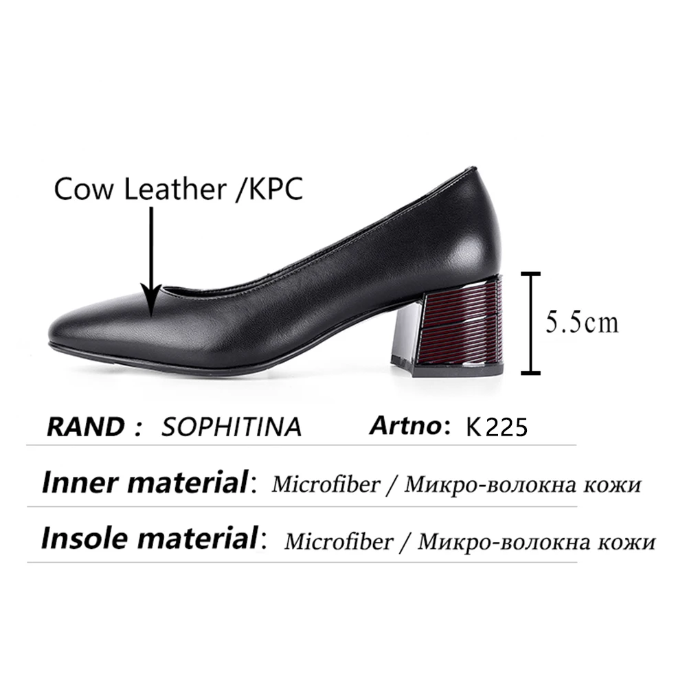 

SOPHITINA Casual Womne's Pumps Comfortable Square Heel Round Toe Office Career Pumps Genuine Leather Shallow Commute Shoes K225