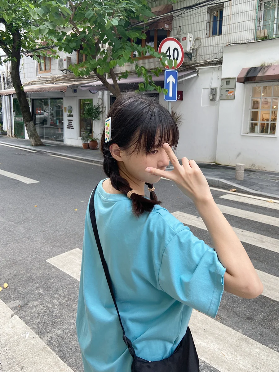 Свободная футболка с принтом Топ без бретелек коротким рукавом лето 2021 | Женская