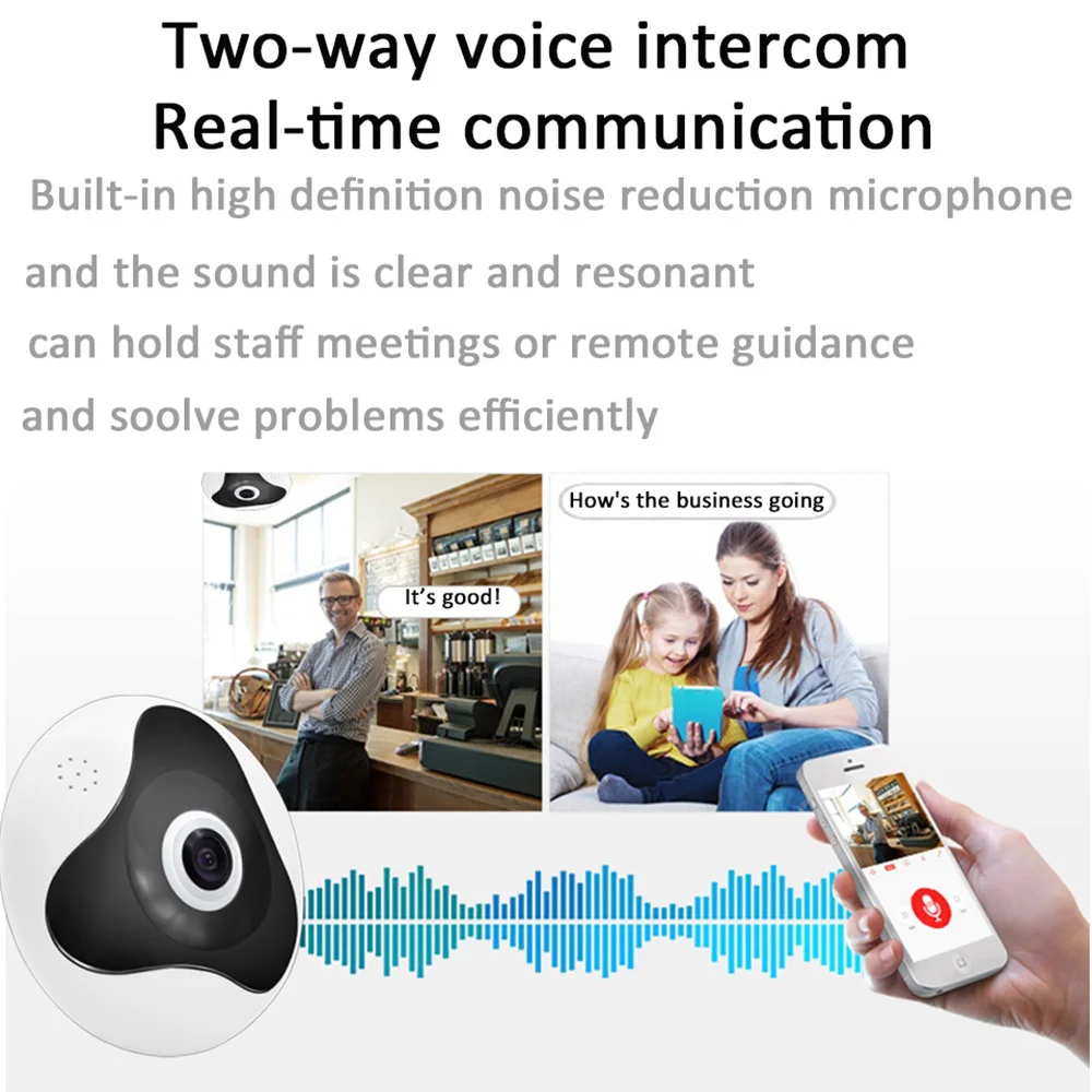 Wi-Fi камера WakeView 960P 3D VR панорамная IP-камера с углом обзора 360 градусов рыбий глаз МП