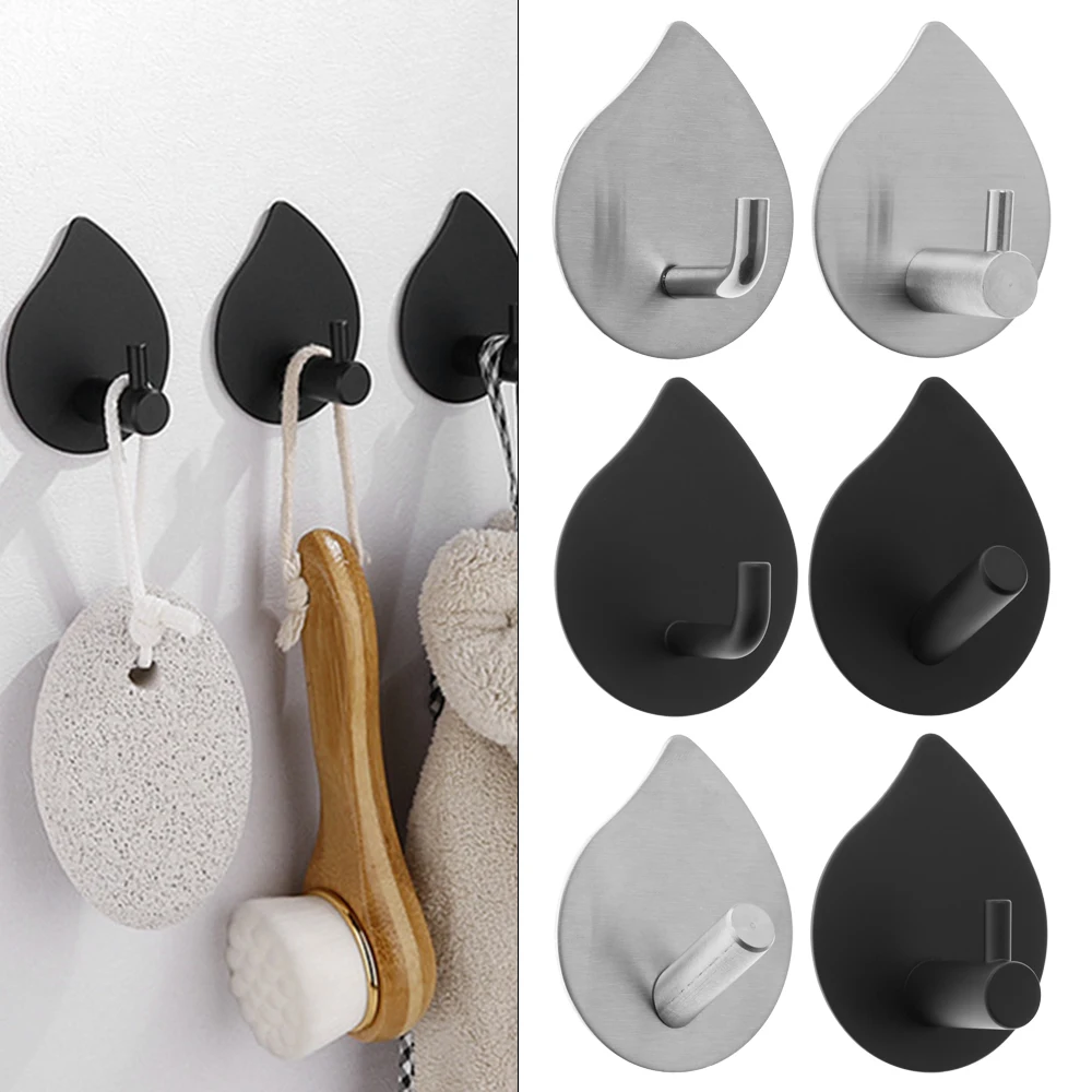 Серебристые черные клейкие крючки 304 из нержавеющей стали клеящиеся вешалка для