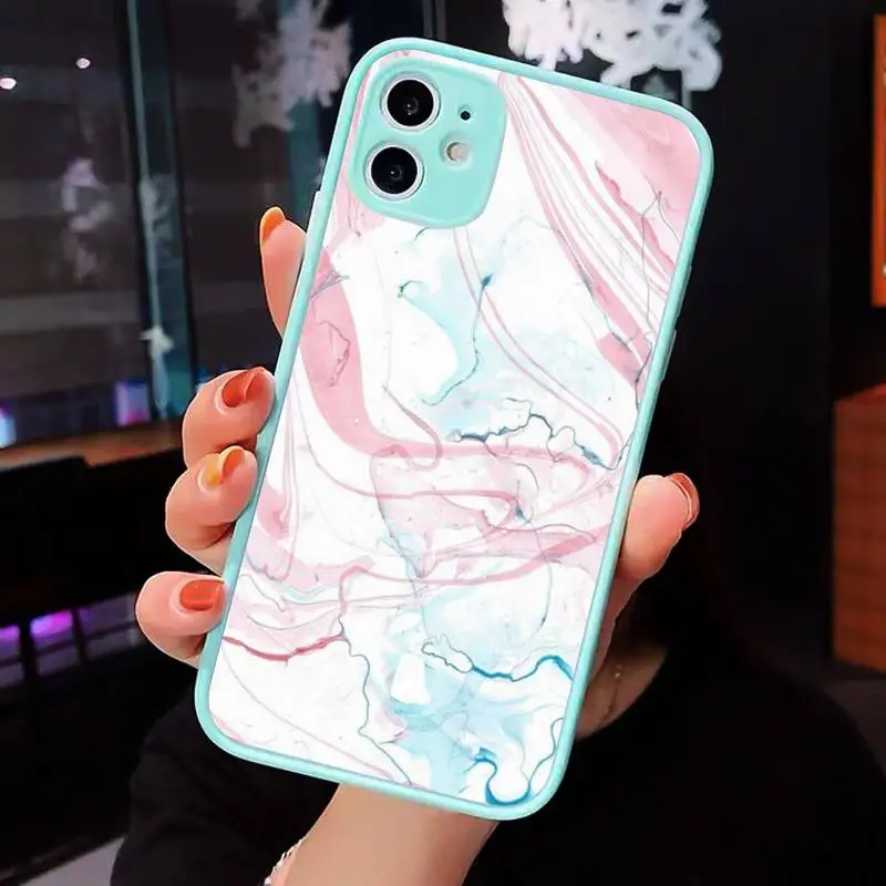 

Colored marble Phone Cases Matte transparent For blue iPhone 12 Mini 11 Pro XR XS Max 7 8 Plus X Back Cover