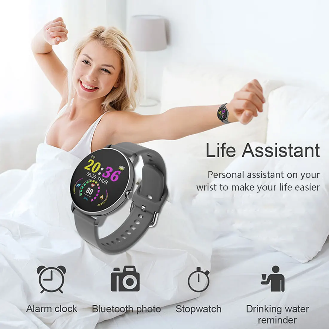 

2021 Full Touch Smart Watch Men Blood Pressure Heart Rate Monitor Round Smartwatch Women Waterproof Sports Clock for Android IOS