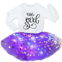 girl dress sequin glow set birthday party 2 pc light dresslong sleeve t shirt kids design your name and number birthday present