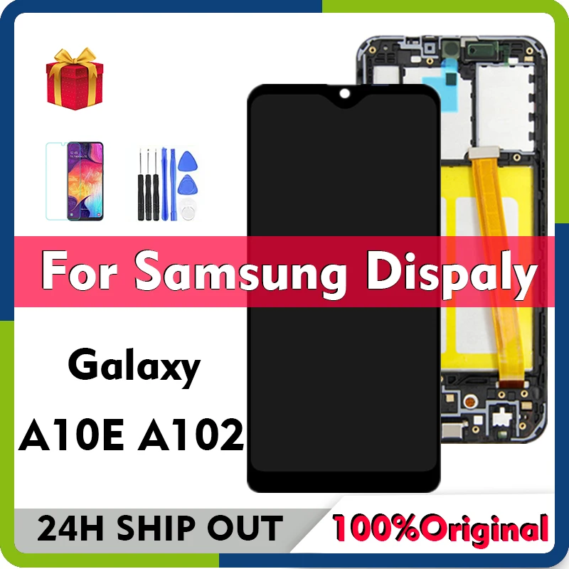 Pantalla LCD Original para SAMSUNG Galaxy A10E A102, montaje de digitalizador con pantalla t&aacute;ctil para Samsung SM-A102U A102W A10E, con marco-0