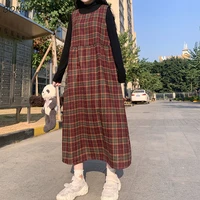women sets plaid dress streetwear retro 2 piece loose vintage cute japanese style students fashion all match high quality daily