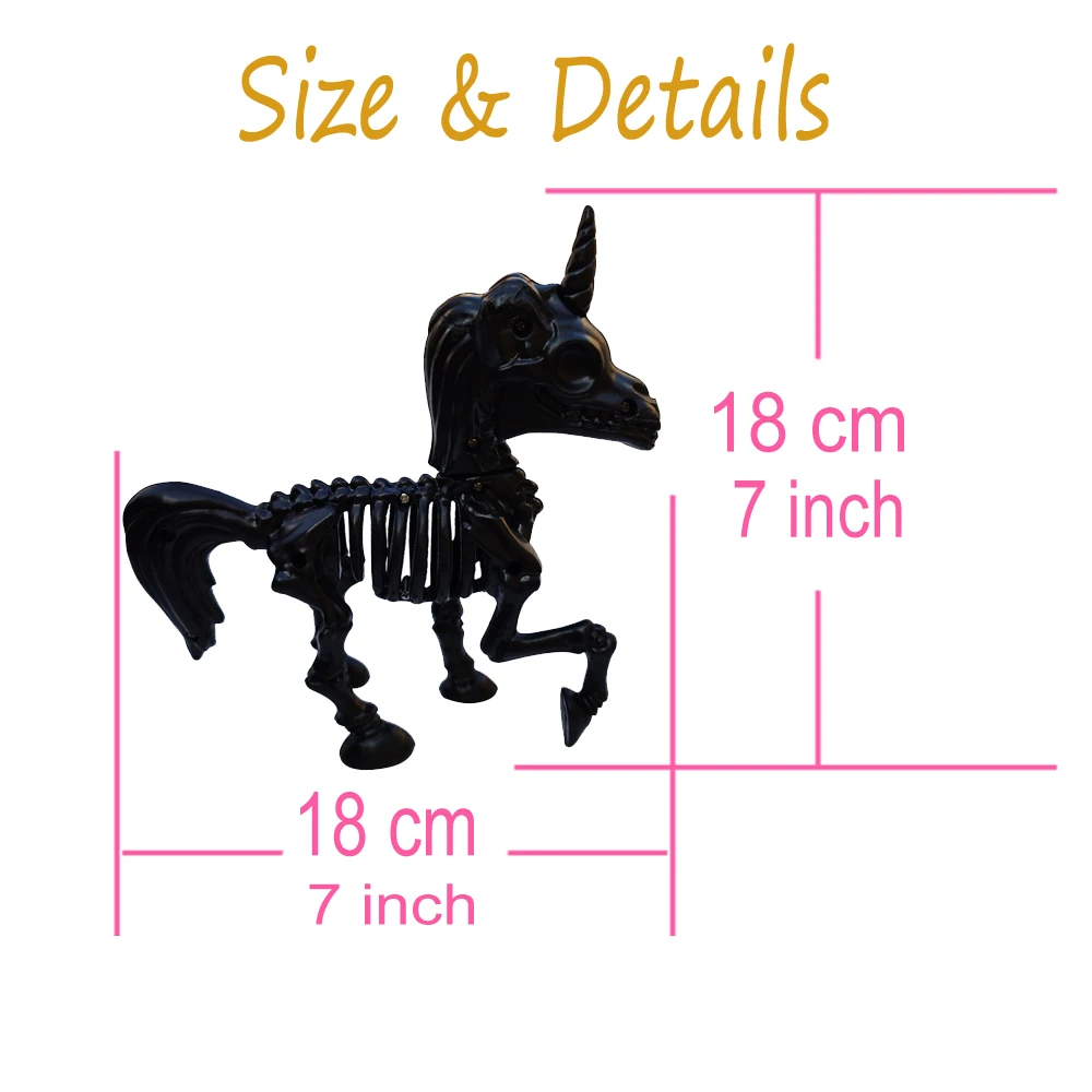Украшение на Хэллоуин животное единорог скелет Симпатичные лошадиные кости