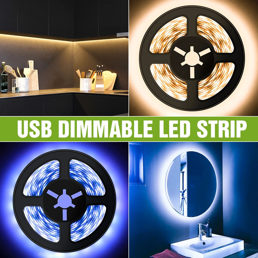 

LED Light Strip USB 5V IP65 Dimmer Touch Switch Cabinet Light 1M 2M 3M 4M 5M SMD2835 Led Strip Waterproof Home Bedroom Wall Lamp