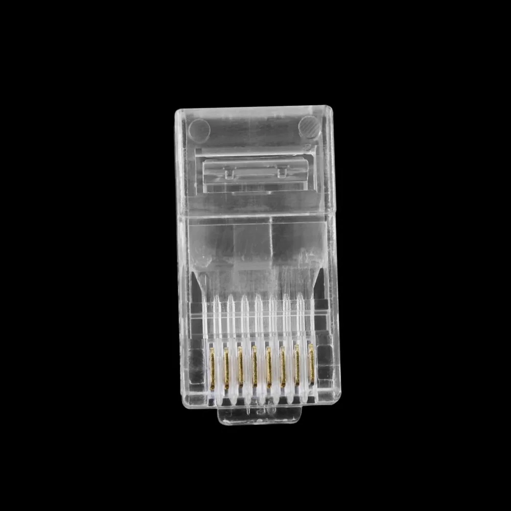 Универсальная прозрачная Сетевая розетка ESCAM 100 шт./компл. RJ45 CAT5 CAT5E с позолоченным