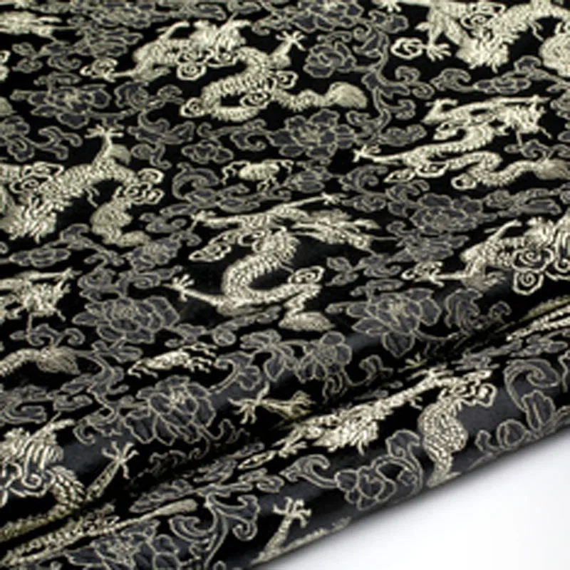 Quality Black Dragon Brocade Fabric Jacquard Apparel Costume patchwork fabric Curtain Upholstery Furnishing Materil Home Decor 5 images - 6