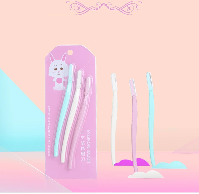 3pcs set YALIAO 3 шт. триммер для бровей белый и синий и розовый набор Бритва для лица для удаления волос из нержавеющей стали Abs Ручка острый инструмент для макияжа бровей - Цвет: 3pcs set