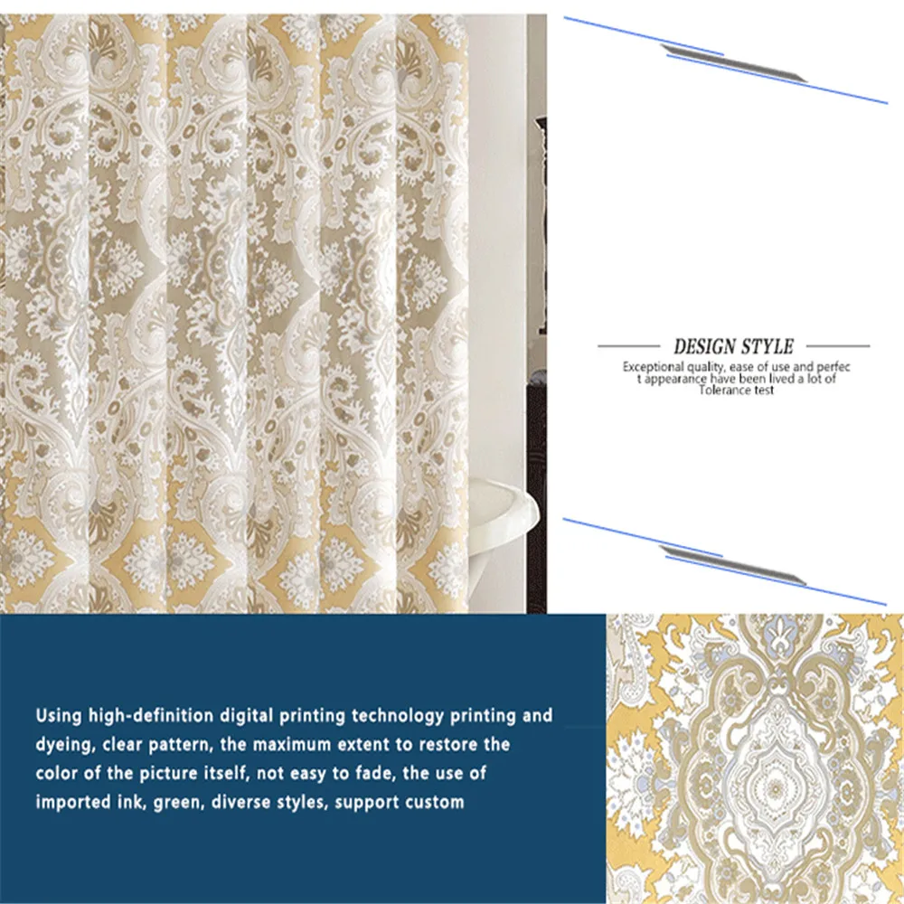 Занавеска для душа мандала традиционный этнический орнамент кружевная кайма с